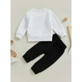 thumbnail image 4 of Bagilaanoe 2Pcs Toddler Baby Girl Long Pants Set Letters Print Long Sleeve Sweatshirt Pullover Tops + Sweatpants 6M 12M 18M 24M 3T 4T Kids Casual Sweatsuits, 4 of 9