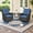 Brown Wicker-Blue Cushions, variant on Planntonneo 3-Piece Wicker Patio Conversation Set - Swivel Rocker Chairs and Side Table with Removable Olefin Cushions for Garden/Patio/Deck, Brown/Blue