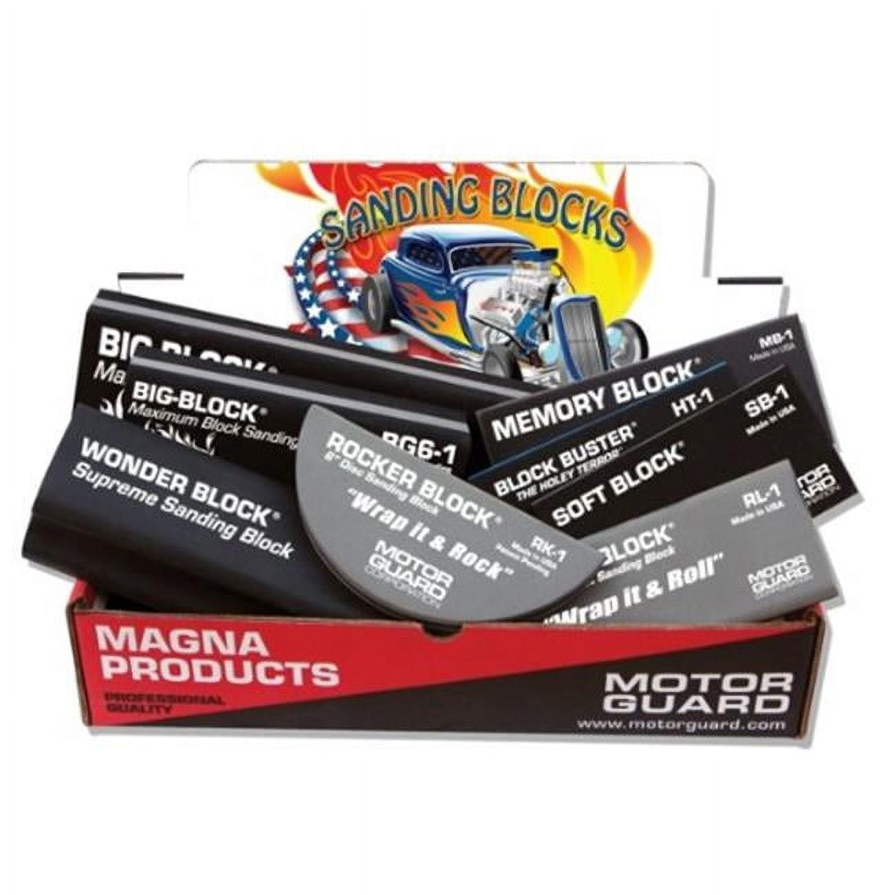 Motor Guard Mini-Block Sanding Block - Curved Shape For Detail Sanding, 3.5 Inches Long