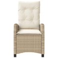 thumbnail image 2 of vidaXL Reclining Garden Chair with Cushions Beige Poly Rattan, 2 of 5