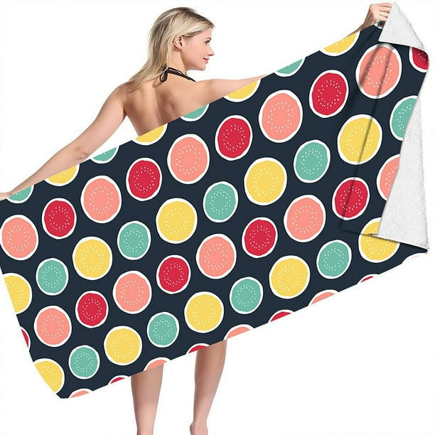 Microfiber Beach Towel Super Lightweight Colorful Bath Towel Sandproof Beach Blanket Multi-Purpose Towel For Travel Swimming Pool 30x60 Inch