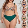thumbnail image 2 of ENJOYW 2Pcs/Set Women Bikini Fashion Print Adjustable Plus Size Sling Vintage Pattern Split Swimsuit for VacationNylon, 2 of 7