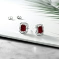 thumbnail image 4 of Gem Stone King 925 Sterling Silver Red Garnet Earrings for Women (4.38 Cttw, Gemstone Birthstone, Emerald Cut 8X6MM), 4 of 4