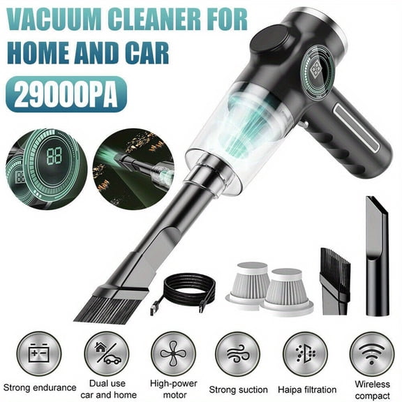 120W Wireless Car Vacuum Cleaner High Power Strong Suction Dry&Wet High Power Wet and Dry Handheld Car Vacuum Cleaner with Multi-Nozzles for Car, Home, Office, Pet