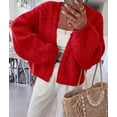 thumbnail image 6 of PRETTYGARDEN Women's Fall Cardigan Open Front Chunky Sweaters Cozy Stretchy Knitwear, Long Sleeve Drop Shoulder, Loose Fit Crochet Jacket, Trendy Holiday Outfits, Warm Winter Clothing, 6 of 9