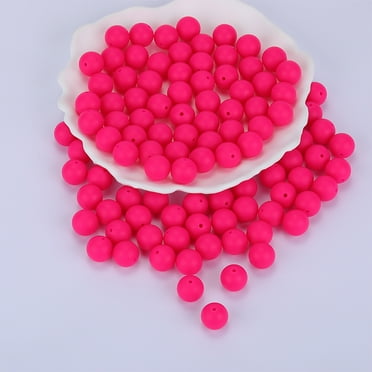 Round Silicone Focal Beads Deep Pink 15mm Hole: 2mm