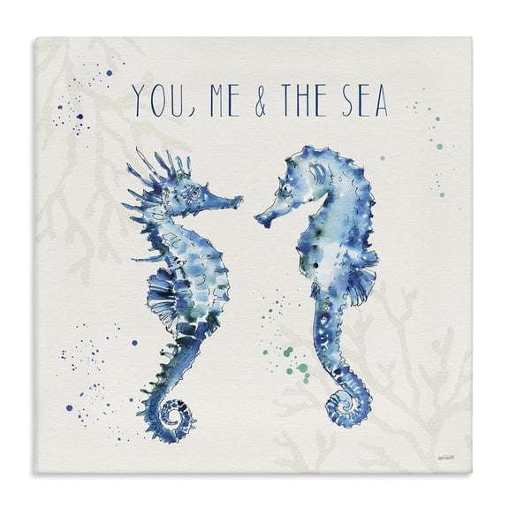 Stupell Industries Rustic Lodge You Me & Sea Quote Seahorse Canvas Art, 17 x 17, by Anne Tavoletti