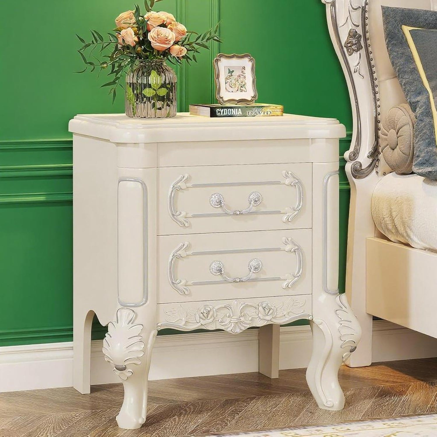 Astoutdoor Bedside Table with 2 Drawers, 28.35 in Length, 17.72 in Width, 9.45 in Height, 35.27 lb