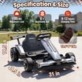 thumbnail image 4 of Joyracer 24V Go Kart for Kids 6-12, 2x400W Motors Electric Drift Car with Adjustable Length, 360° Drift Mode, 6.5 MPH High Speed Racing Car, Bluetooth Music,Silver Gray, 4 of 9