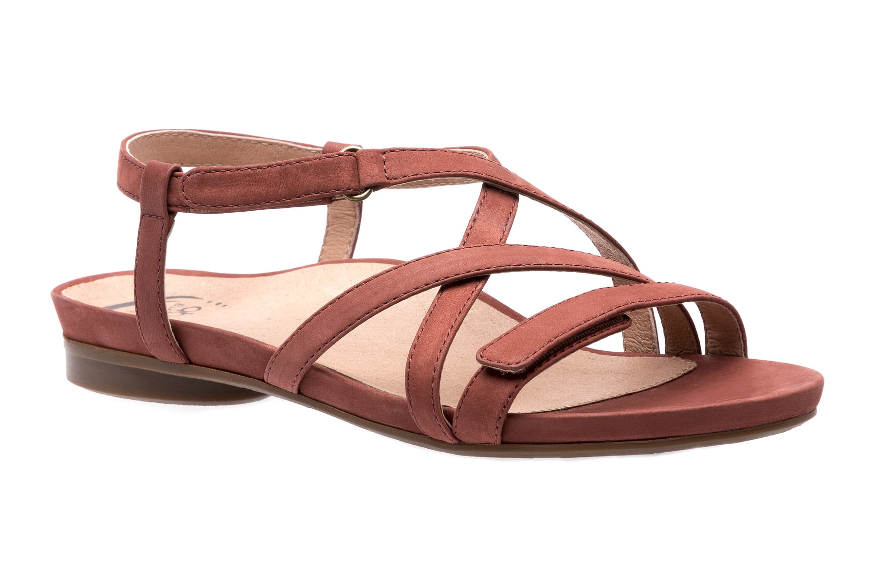 ABEO Samantha Neutral Low Heel Sandals in Red