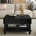 thumbnail image 7 of Noble House Square Fluted Lift-Top Coffee Table with Hidden & Open Storage, Hydraulic Design and Solid Wood Legs,Black, 7 of 7