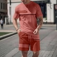 thumbnail image 6 of Mens Beach Outfits 2 Piece Sets Short Sleeve Crewneck T-Shirts Drawstring Elastic Waist Shorts Outfits with Pockets Color Block Outfits Summer Beach Vacation Breathable Athletic Wear,Hot Pink M, 6 of 6