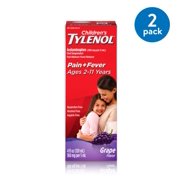 (2 pack) (2 Pack) Children's Tylenol Oral Suspension, Fever Reducer and Pain Reliever, Grape, 4 fl oz
