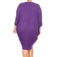 thumbnail image 4 of Women's Plus Size Casual Solid Loose Fit 3/4 Sleeve Dolman Sleeve Midi Dress, 4 of 5