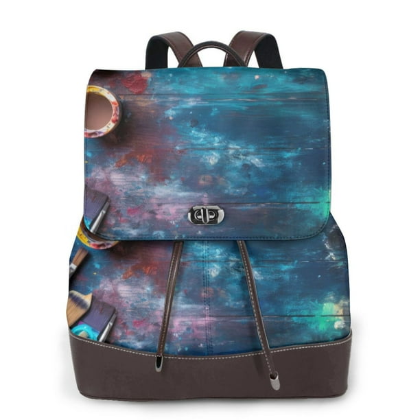 Fotbe Abstract Colorful Art Supplies Mochila Bolso con Estampado para Mujer, Mochila Antirrobo de Nylon Impermeable, Bolsa Ligera de Hombro