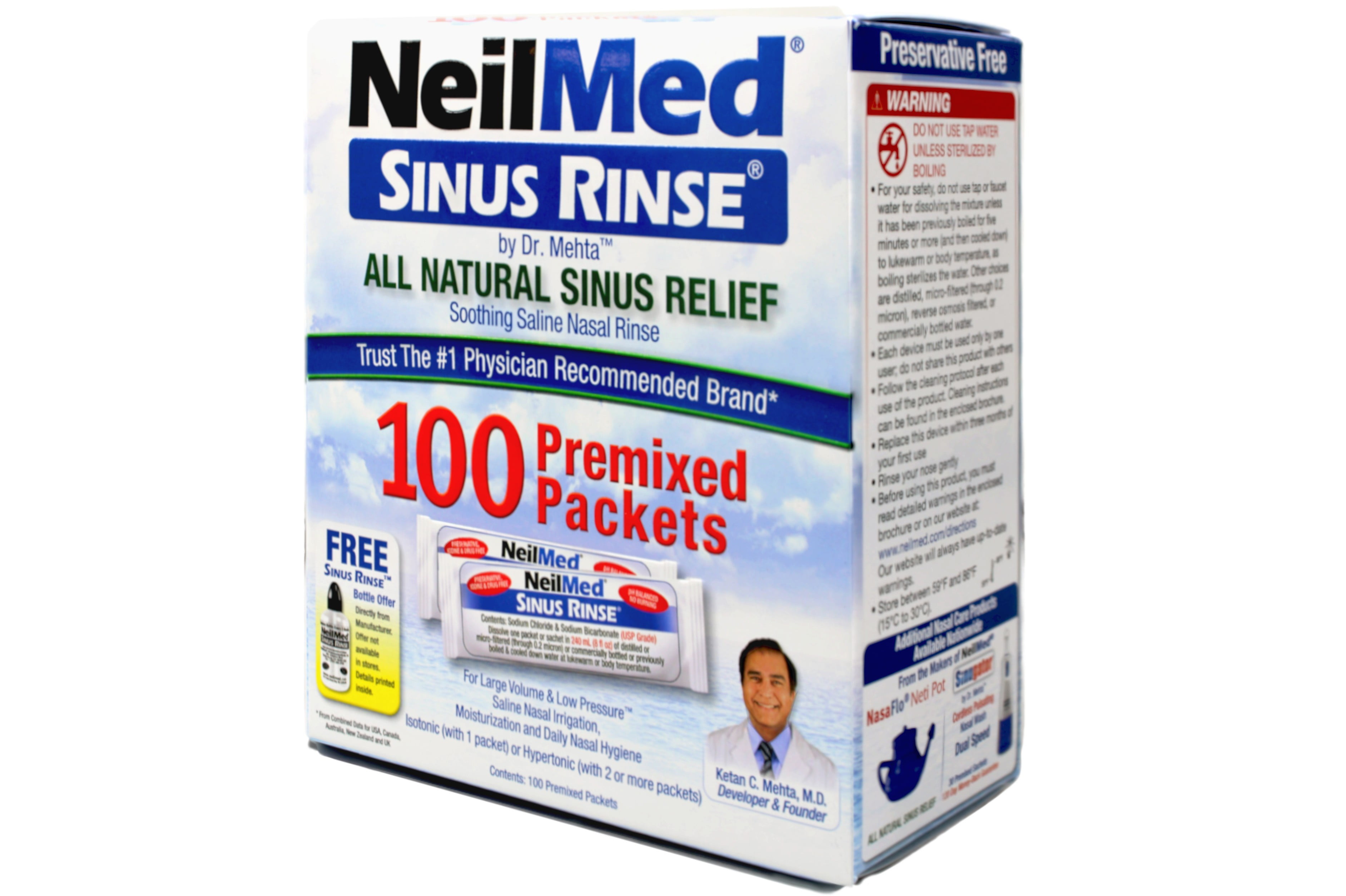 5 Pack - NeilMed Sinus Rinse Premixed Refill Packets 100 Each