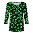 thumbnail image 4 of GA WEIHUA Glitter St. Patrick's Day Shirts Women St Patty's Lucky Shamrock Graphic Tops Casual 3/4 Sleeve Sparkler Printed T Shirts Funny Festival Tunic Blouses(Green,M), 4 of 5