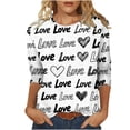 thumbnail image 2 of Hauts pour Femmes T-Shirt à Manches 3/4 à Imprimé Cœur de la Saint-Valentin à Col Rond Noir P, 2 of 6