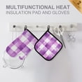 thumbnail image 4 of Yayeee Oven Mitts and Pot Holder Set of 2 Heat Resistant Kitchen Gloves Baking Hot Pad, Purple and White Pattern, 4 of 5