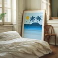 thumbnail image 2 of Retro Vintage Tropical Island Sunset - Digital Art Tropical Palm Tree Beach Minimalist Seascape Ocean Sunset Oak Framed Wall Art Print 6 x 8 inches, 2 of 12
