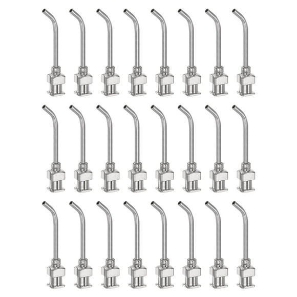 Uxcell Blunt Tip Dispensing Needle 14 Gauge 1 Inch 45 Degrees Bent Flow, Silver Tone, 24pcs