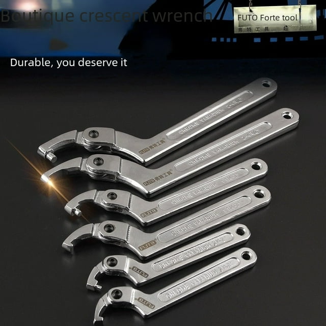 Clé à Crochet Réglable avec Portée de 1 1/4”-3” (32-76mm), Outil Léger en Acier Chromé Vanadium 500g pour Écrous/boulons Ronds, Mesure Précise, Clé Multifonctionnelle Portable