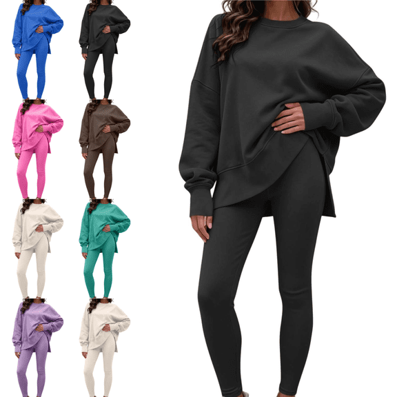 Mifsaly Track Suits 2 Piece Set for Women Loose Crewneck Sweatshirts and Base Leggings Fall Winter Daily Athletic Running Lounge Matching Outfits