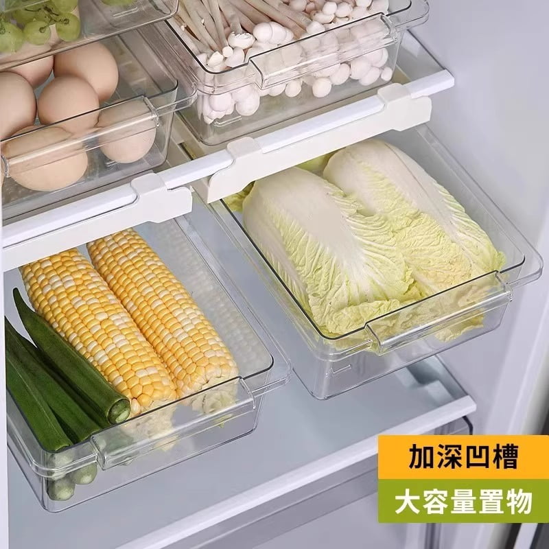 Refrigerator drawer style storage box, hanging basket, hanging eggs inside for kitchen preservation, frozen storage rack