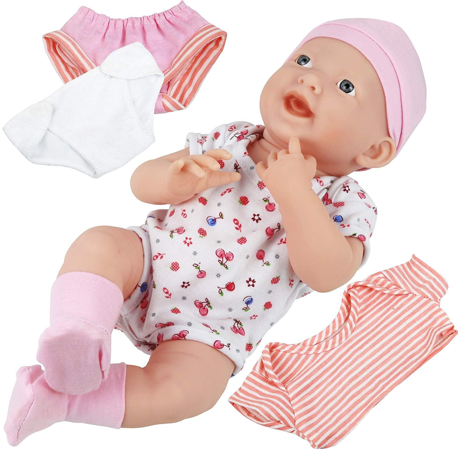 Click N' Play Newborn Baby Doll Clothes And Diaper Changing Set