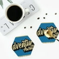 thumbnail image 4 of Disketp Adventure Awaits Funny Coasters,4 Pcs Leather Coasters with Holder, Perfect Housewarming Hostess Gifts,Protect Furniture from Water Marks Scratch and Damage-Hexagon, 4 of 6