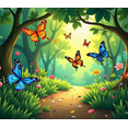 thumbnail image 3 of Enchanting Forest Themed Backdrop Banner with Butterflies Flowers, Party Decorations, Photography Props, for Outdoor Gatherings, Garden Parties, and Spring Celebrations, 3 of 7