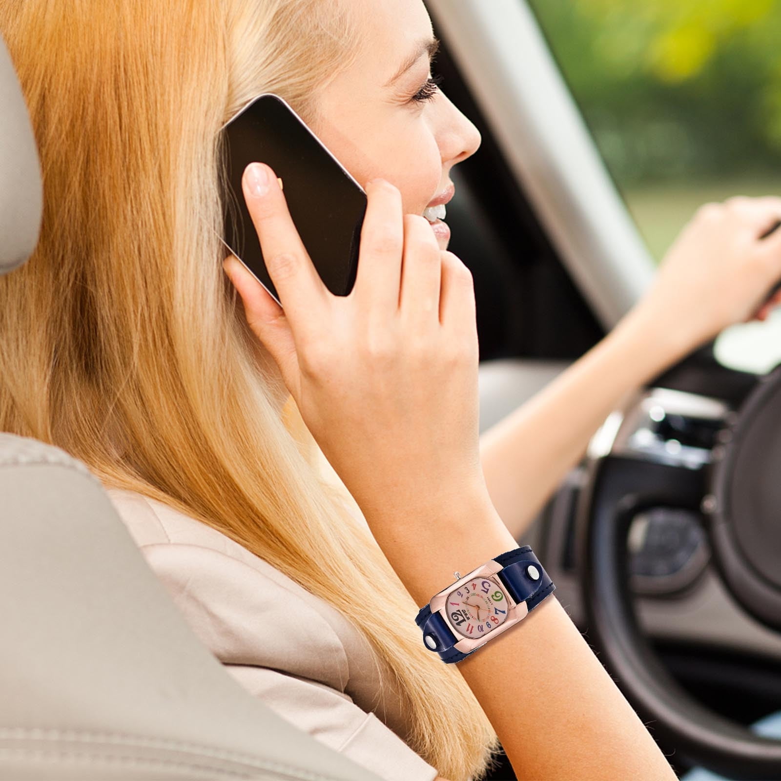 Trendy Fashion Retro Leather Men's Watch Colorful Digital Ladies