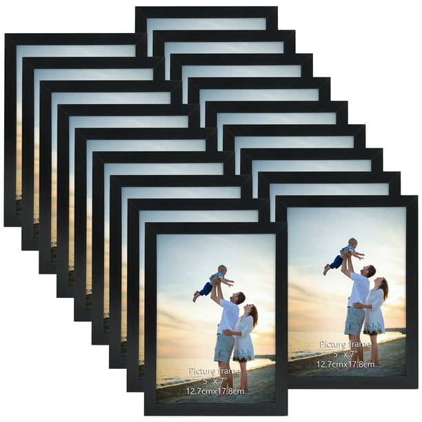 18 Pack 5x7 Picture Frames, Black 5 by 7 Photo Frame for Wall Mount or