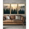 thumbnail image 3 of Drsoum Fog Pine Green Tree Forest Art 16x24in3pcs Natural Framed Nordic Modern Mountain Artwork Prints Decor, 3 of 6