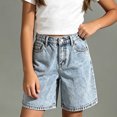 thumbnail image 4 of ITSAME Teen Girls Denim Shorts 12-17Y Loose Fit Elastic Waist Bow Embroidery Summer Casual Jean Shorts Light Blue Size 12-13, 4 of 9