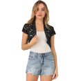 thumbnail image 1 of Top de Encaje Floral Transparente Allegra K Elegante Para Mujer Negro XL, 1 of 6