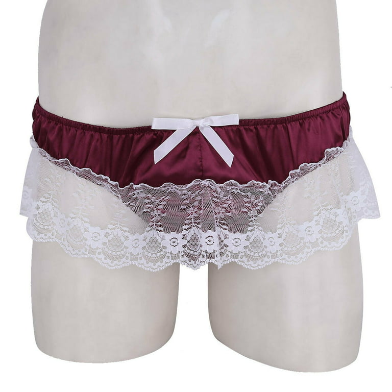 Men Sexy Lingerie Set Lace Trim Bra Top with Open Butt Briefs Thongs  Underwear