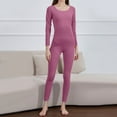 thumbnail image 4 of Wowcloth Women O-Neck Long-Sleeved Thermal Underwear Stretchy Fleece Comfortable Thick Bottoming Set, 4 of 7