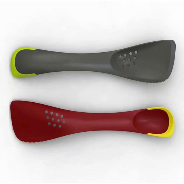 Utensilio de Cocina 5 en 1 Cuchara Calada + Palet + Cuchillo + Cuchara + Espátula Gris 6, 8 x 30, 3 x 2, 2 cm(Gris + rojo)