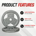 thumbnail image 3 of Signature Fitness 2-Grip Olympic Cast Iron Weight Plates, 2-Inch Hole, 2.5LB–45LB, Black with Silver Lettering, 3 of 7