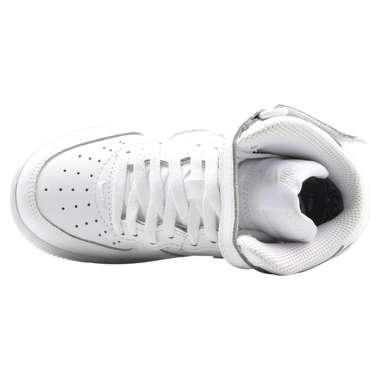 Nike Kids Force 1 Mid (PS) Basketball Shoe, Boy's, Size: 10.5, White