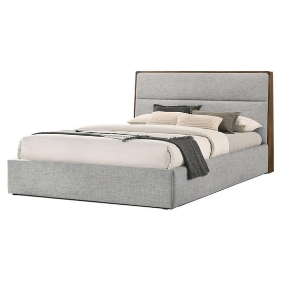 Modrest Dustin 82.05x89.65" Modern Wood & Fabric Eastern King Bed in Walnut/Gray