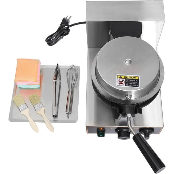 1300W Electric Waffle Maker Machine, Double Head Electric Cake Waffle Maker 122-572℉ Non-stick Waffle Stick Maker for Home & Commercial Use (1xFood Clip 1xWhisk 2x Brushes 4xCleaning Cloths)