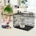 thumbnail image 4 of Heavy-Duty Collapsible Metal Small Animal Cage – Grid Mesh Floor, Removable Slide-Out Tray, Dual Doors, Rust-Resistant – Indoor/Outdoor Enclosure for Rabbits, Chinchillas, Ferrets – Size (60×44×49cm), 4 of 7