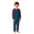 thumbnail image 3 of Matching Christmas Pajamas for Family, Ultra-Soft Cotton Holiday Pajamas, Xmas Letter Print Brown Raglan Navy Plaid Pjs Pants, 3 of 5