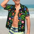 thumbnail image 7 of Pofeuu Roosters and Flowers Print Hawaiian Shirt for Men Sleeves Casual Button Down Summer Beach Dress Shirts T-Shirts,X-Large, 7 of 7