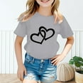 thumbnail image 2 of Adeawade Kids Girl Tops 7-8 Years Kid Graphic Round Neck Short Sleeve Tee Summer T Shirt Casual Girl Clother Grey, 2 of 5