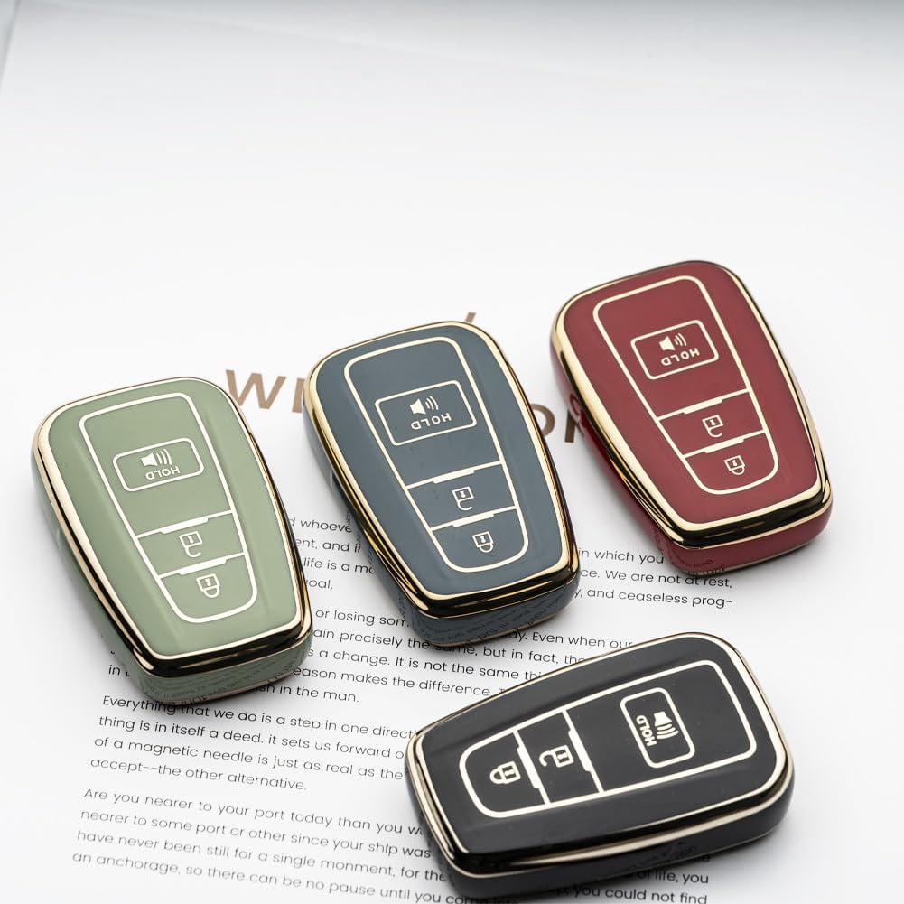 Silicone Key Fob Cover with Anti-Scratch Easy-Grip Protection for Toyota RAV4 2016-2024 Camry Prius Prado Remote