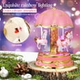 thumbnail image 6 of LEDMOMO-Music Box Carousel Horses Color Lights Musical Snow Globe for Christmas Birthday Presents Gifts (Pink), 6 of 8