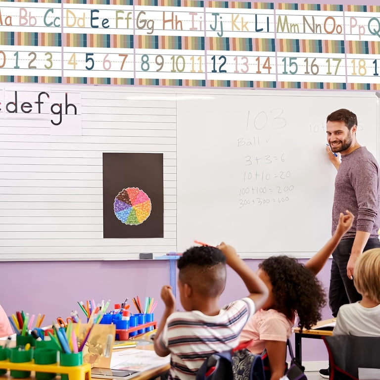 Retro Groovy Alphabet & Number Bulletin Board Set – 12-Pack ABC Posters For Classroom Wall, Preschool & Kindergarten Decor
